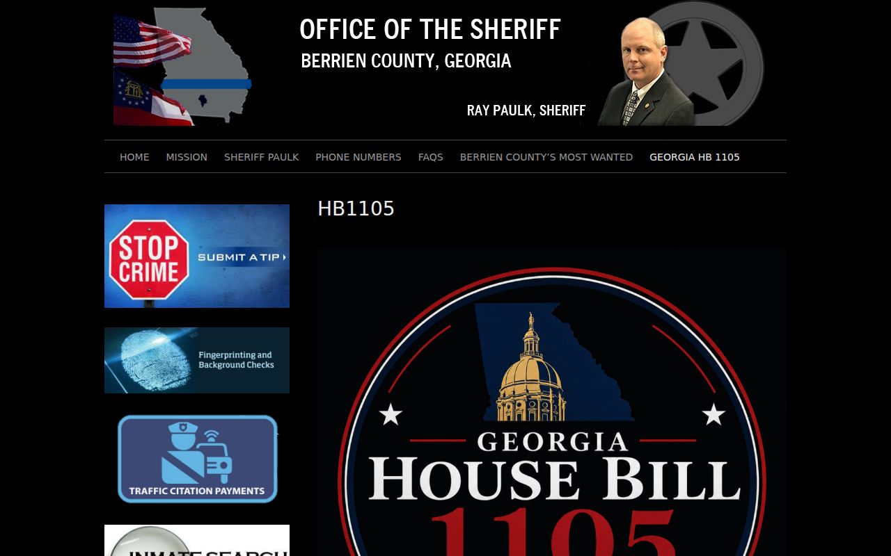 Berrien County arrest booking totals on the sheriff reporting page