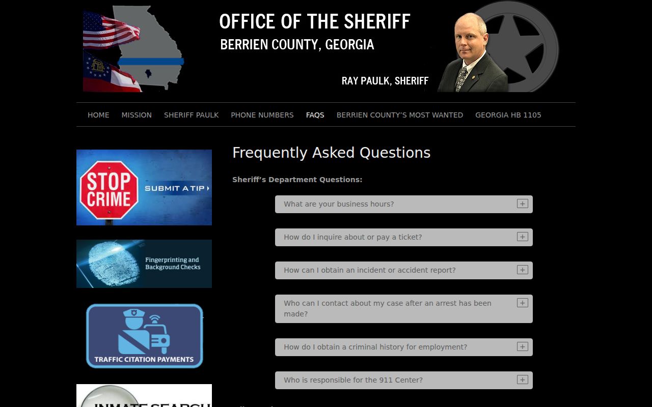 Berrien County arrest lookup information from the sheriff FAQ
