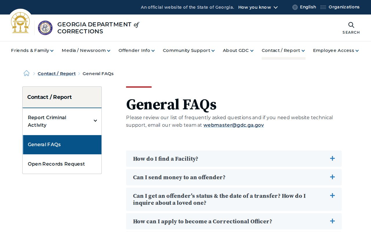 GDC custody FAQ supporting Berrien County arrest lookup